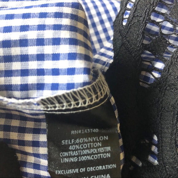 English Factory Gingham and Black Crochet Skirt - Picture 5 of 6